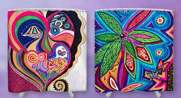 Modern art nautical heart polyester shower curtains