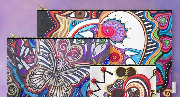 Colorful art butterfly heart carry-all zip pouches