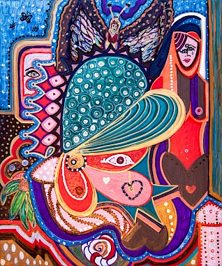 erotic butterfly mask colorful original art