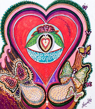 heart butterflies modern art