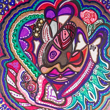 erotic hearts flowers butterflies colorful original art