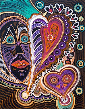 hearts faces wall art