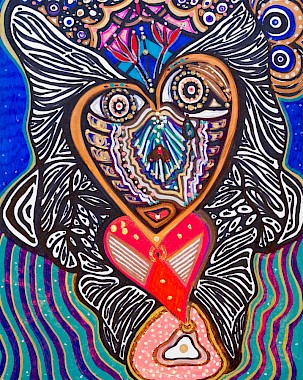 hearts face colorful contemporary art