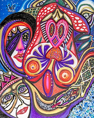 erotic faces colorful original art