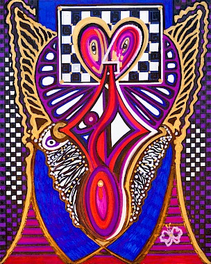 checker hearts colorful original artwork