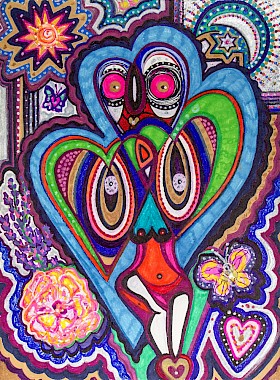 erotic hearts butterflies modern artwork