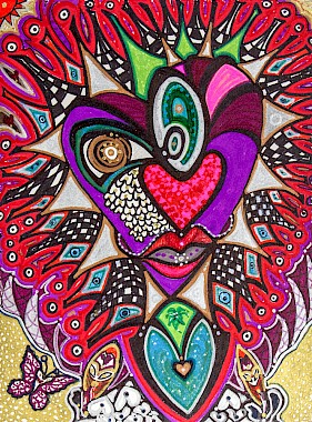 hearts face butterfly fine art