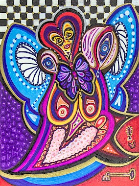 erotic checker heart butterfly colorful artwork