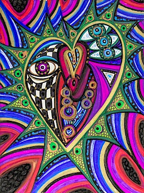 checker hearts eyes modern artwork
