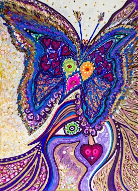 butterfly hearts colorful abstract art