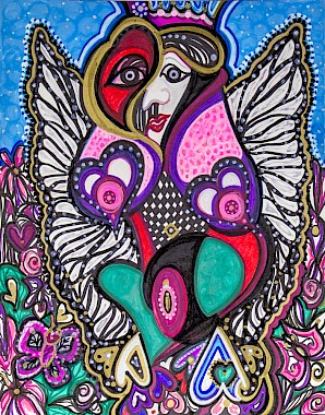 erotic face hearts butterflies fine art